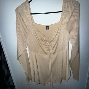 Women's Beige Long Sleeve Top